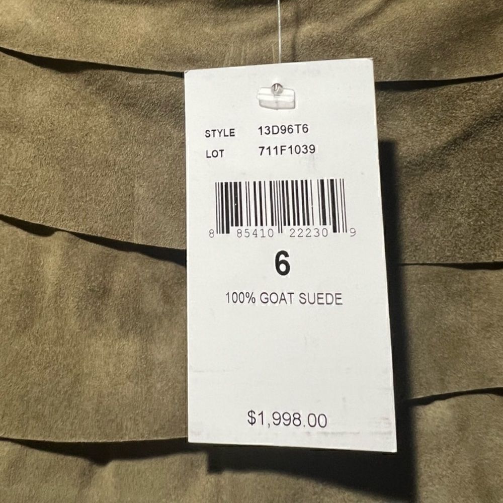 Ralph Lauren Black Label Olive Goat Suede Ruffle Pencil Skirt - Picture 16 of 16